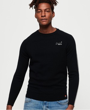 Superdry Micro Stripe Crew Neck Férfi Ugró Fekete | AIPUY5873